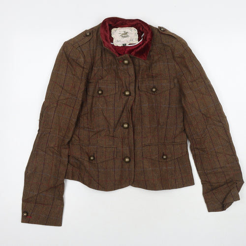 Tottle Womens Brown Check Jacket Coat Size 10 Button