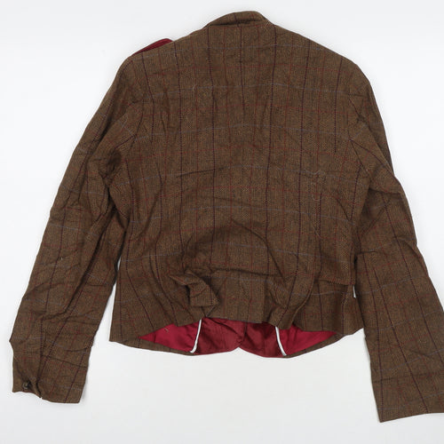 Tottle Womens Brown Check Jacket Coat Size 10 Button