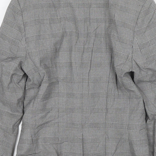H&M Womens Grey Check Jacket Blazer Size 4 Button