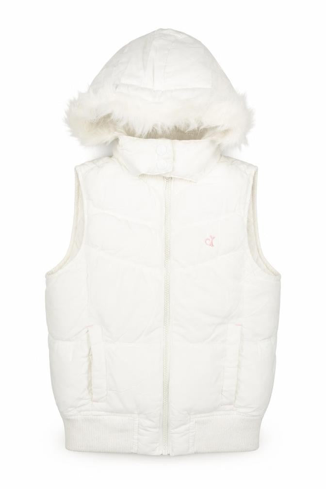 Girl2Girl Girls White Gilet Waistcoat Size 5-6 Years Zip