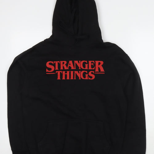 Stranger Things Womens Black Cotton Pullover Hoodie Size M Pullover - Logo