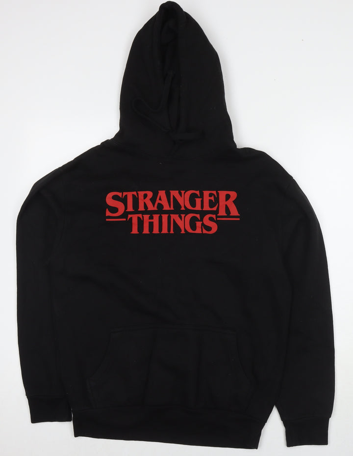 Stranger Things Womens Black Cotton Pullover Hoodie Size M Pullover - Logo
