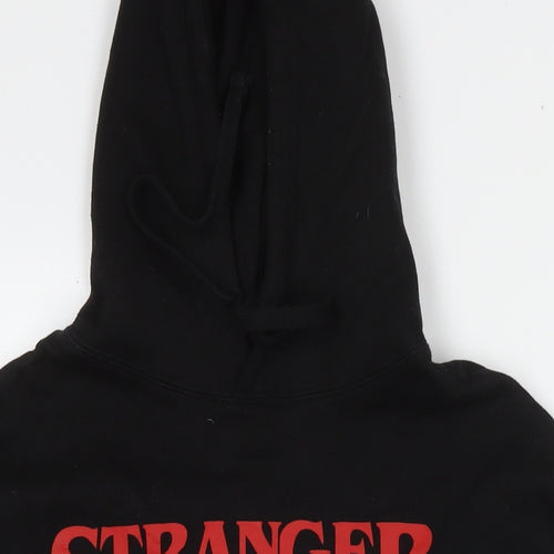 Stranger Things Womens Black Cotton Pullover Hoodie Size M Pullover - Logo