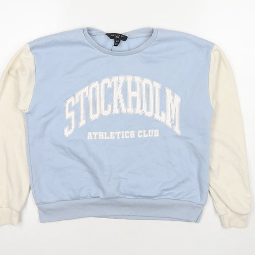 New Look Girls Blue Colourblock Cotton Pullover Sweatshirt Size 12-13 Years Pullover - Stockholm