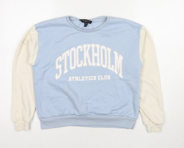 New Look Girls Blue Colourblock Cotton Pullover Sweatshirt Size 12-13 Years Pullover - Stockholm