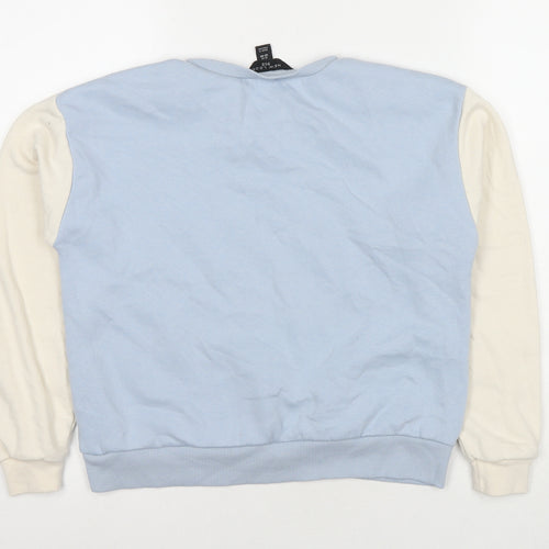 New Look Girls Blue Colourblock Cotton Pullover Sweatshirt Size 12-13 Years Pullover - Stockholm