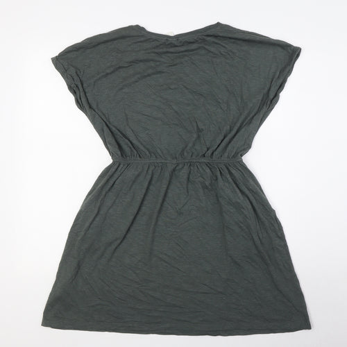 H&M Womens Green Cotton A-Line Size M Round Neck - Elasticated Waist
