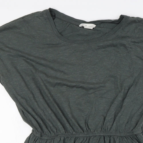H&M Womens Green Cotton A-Line Size M Round Neck - Elasticated Waist