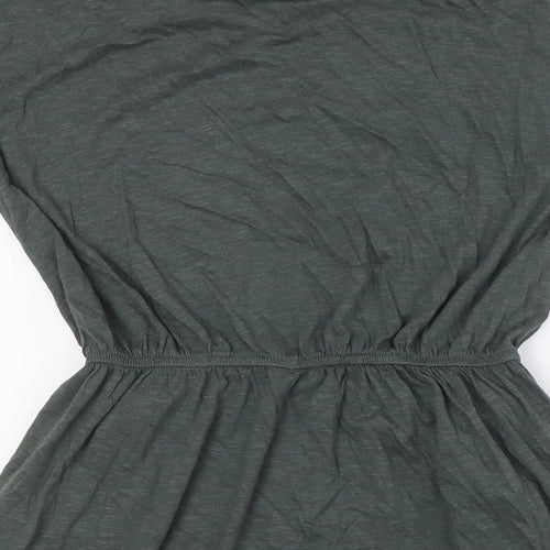 H&M Womens Green Cotton A-Line Size M Round Neck - Elasticated Waist