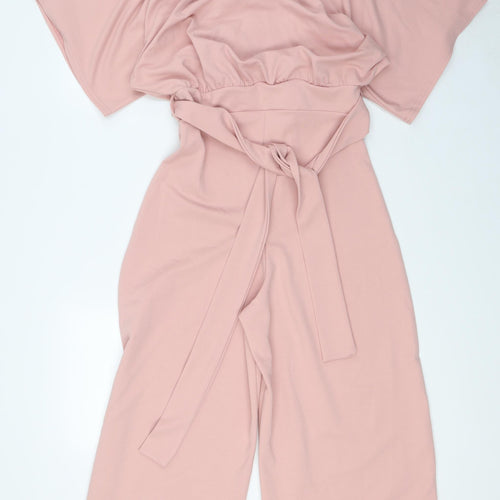 Boohoo Womens Pink Polyester Jumpsuit One-Piece Size 12 L27 in