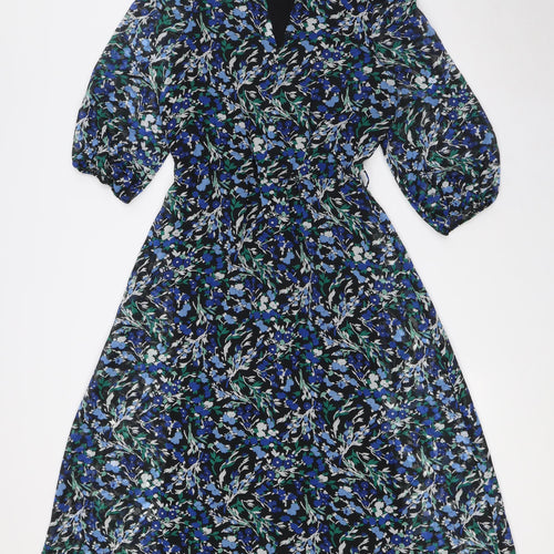 NEXT Womens Multicoloured Floral Polyester A-Line Size 6 V-Neck