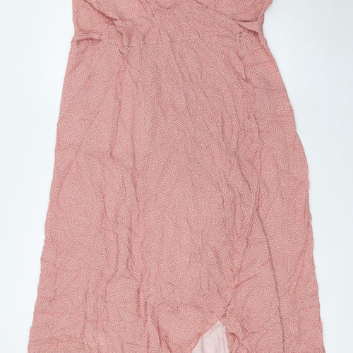 Sarta Womens Pink Viscose Wrap Dress Size M V-Neck Tie