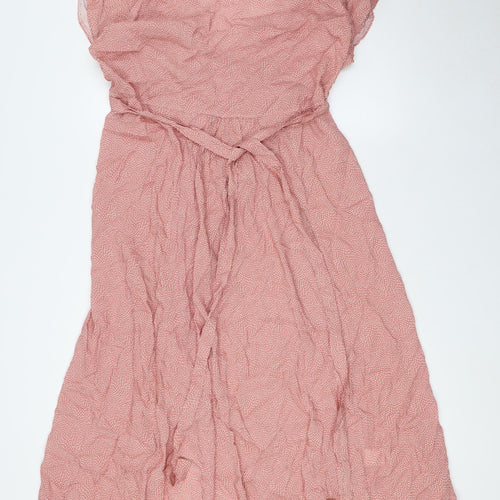 Sarta Womens Pink Viscose Wrap Dress Size M V-Neck Tie