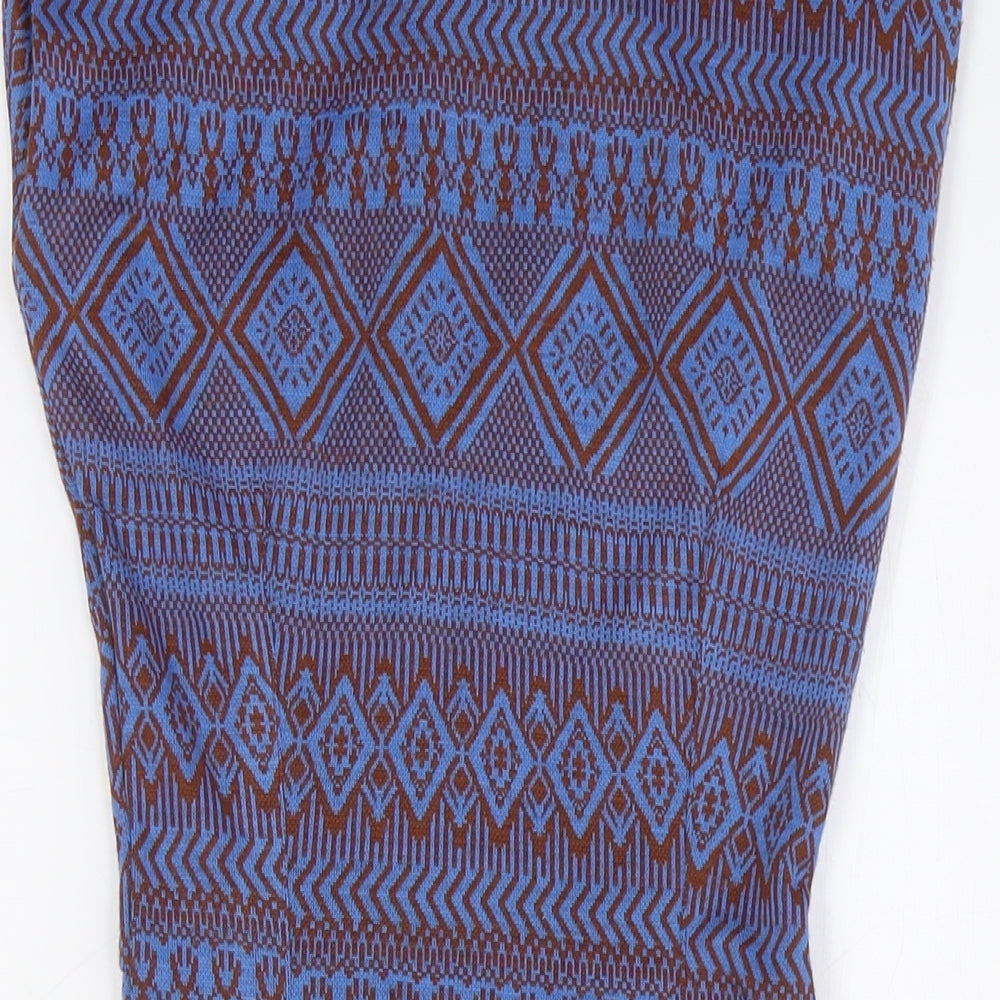 Louche Womens Blue Polyester Pencil Dress Size 8 Round Neck Zip