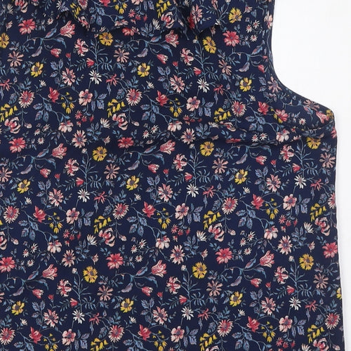Encuentro Womens Multicoloured Floral Polyester Basic Blouse Size 10 V-Neck - Ruffled Collar