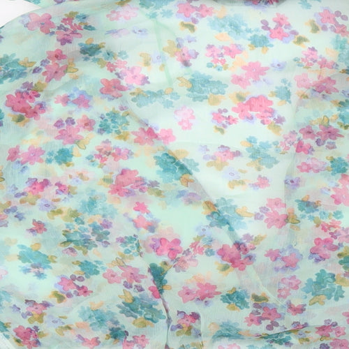 Zara Womens Multicoloured Floral Polyester Basic Blouse Size XL V-Neck - Sheer