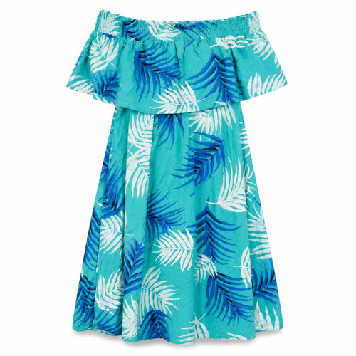 Marks and Spencer Womens Green Viscose A-Line Size 12 Off the Shoulder - Leaf Print