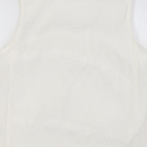 Adini Womens Ivory Polyester Basic Blouse Size S V-Neck