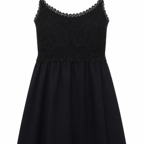 Topshop Womens Black Cotton A-Line Size 8 Scoop Neck