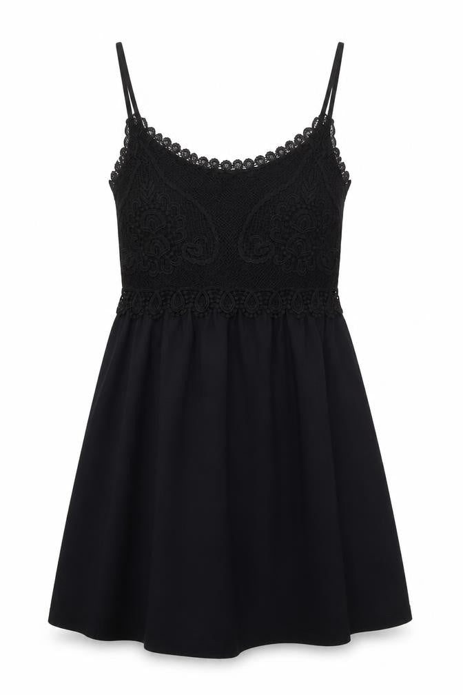 Topshop Womens Black Cotton A-Line Size 8 Scoop Neck