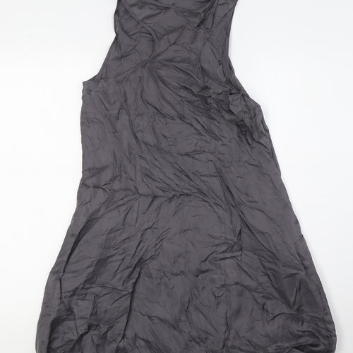 Mint Velvet Womens Grey Silk A-Line Size 8 Scoop Neck - Racer Back