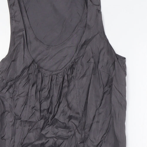 Mint Velvet Womens Grey Silk A-Line Size 8 Scoop Neck - Racer Back