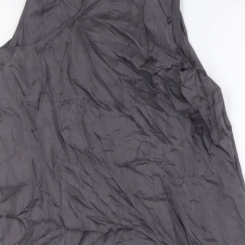 Mint Velvet Womens Grey Silk A-Line Size 8 Scoop Neck - Racer Back