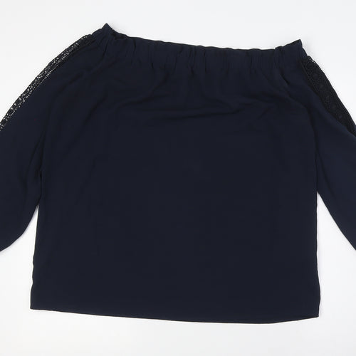 NEXT Womens Blue Polyester Basic Blouse Size 16 Off the Shoulder