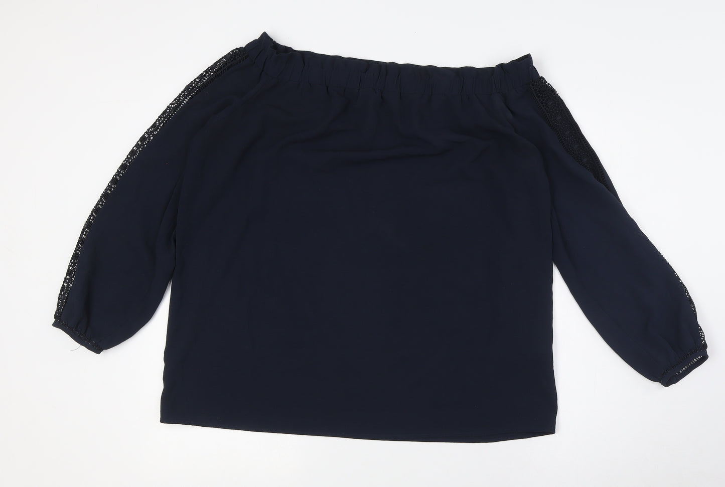 NEXT Womens Blue Polyester Basic Blouse Size 16 Off the Shoulder