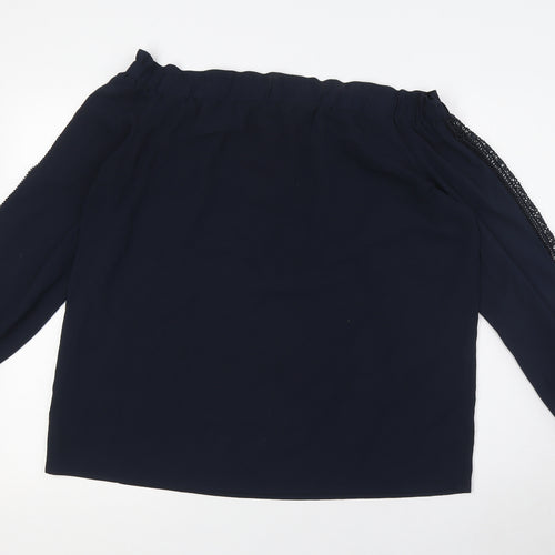 NEXT Womens Blue Polyester Basic Blouse Size 16 Off the Shoulder