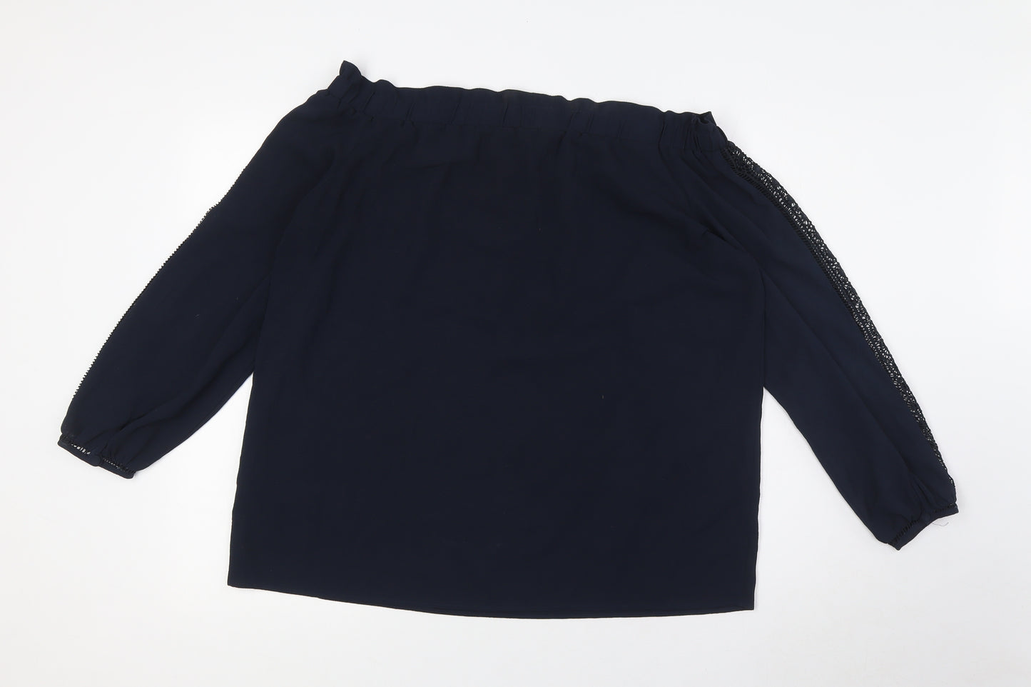 NEXT Womens Blue Polyester Basic Blouse Size 16 Off the Shoulder