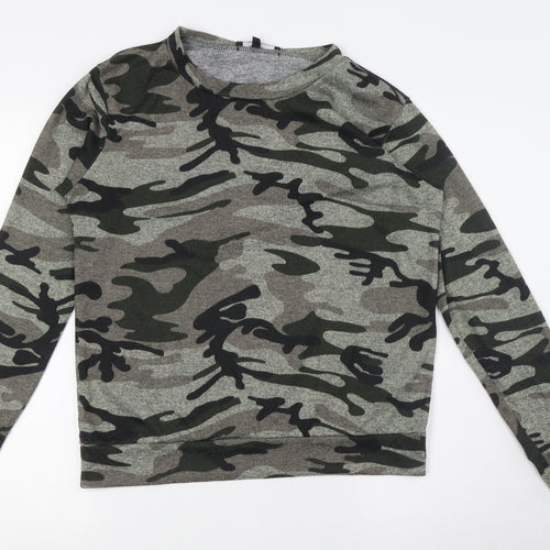 New Look Womens Multicoloured Camouflage Polyester Pullover Sweatshirt Size 16