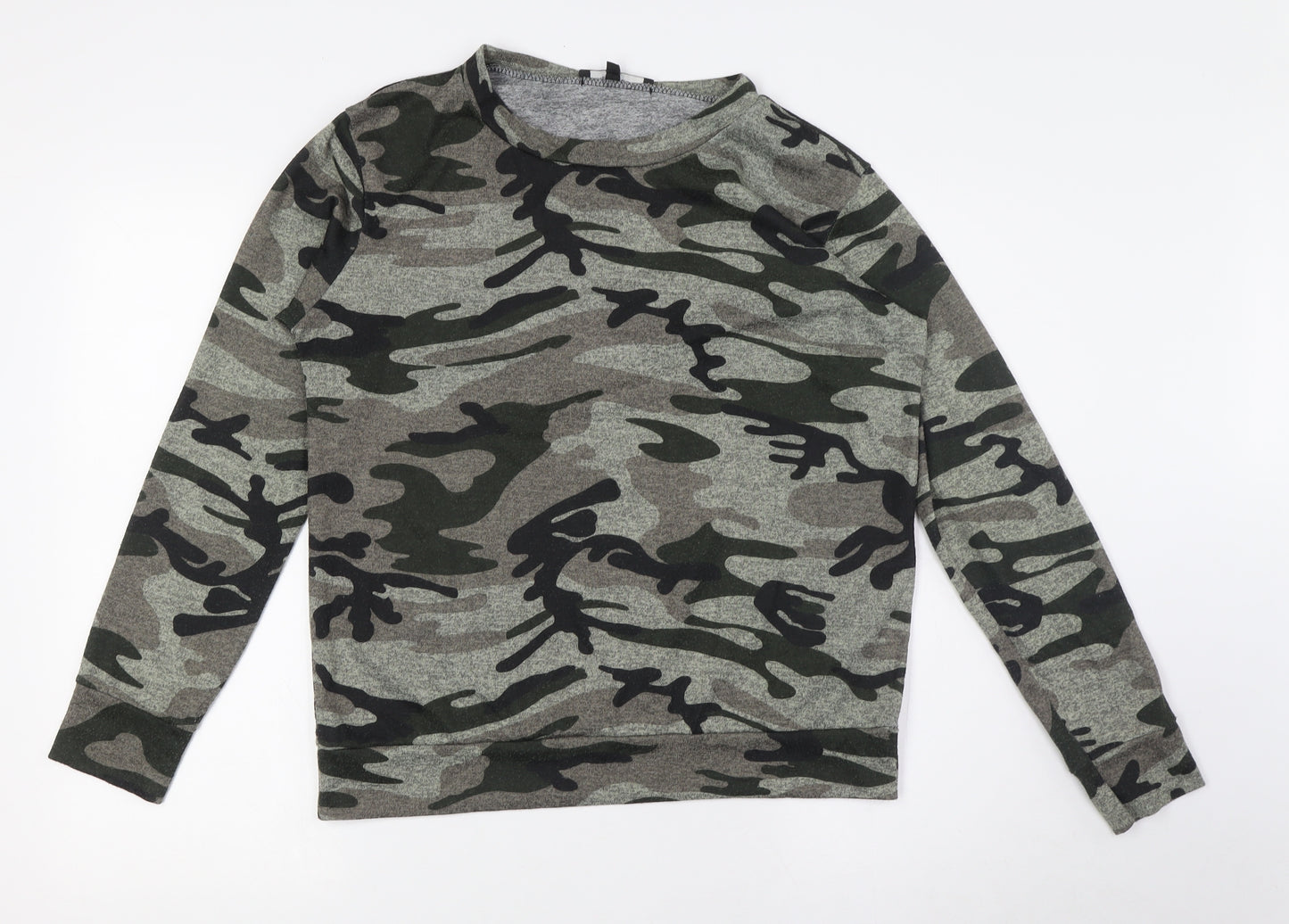 New Look Womens Multicoloured Camouflage Polyester Pullover Sweatshirt Size 16