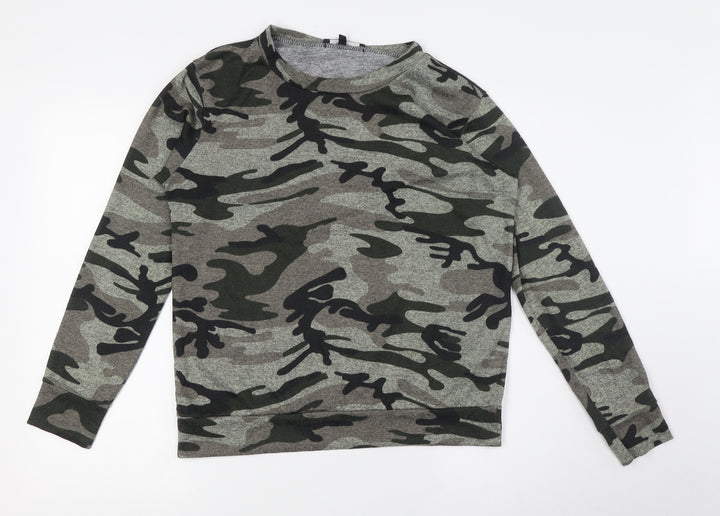 New Look Womens Multicoloured Camouflage Polyester Pullover Sweatshirt Size 16