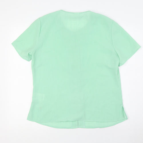 Damart Womens Green Polyester Basic Blouse Size 12 Round Neck