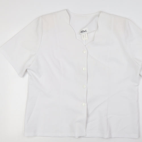 Afibel Womens White Polyester Basic Blouse Size 22 V-Neck