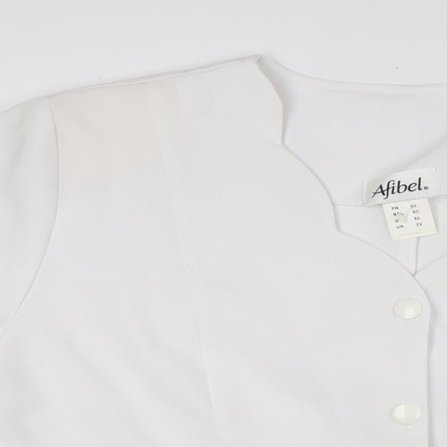 Afibel Womens White Polyester Basic Blouse Size 22 V-Neck