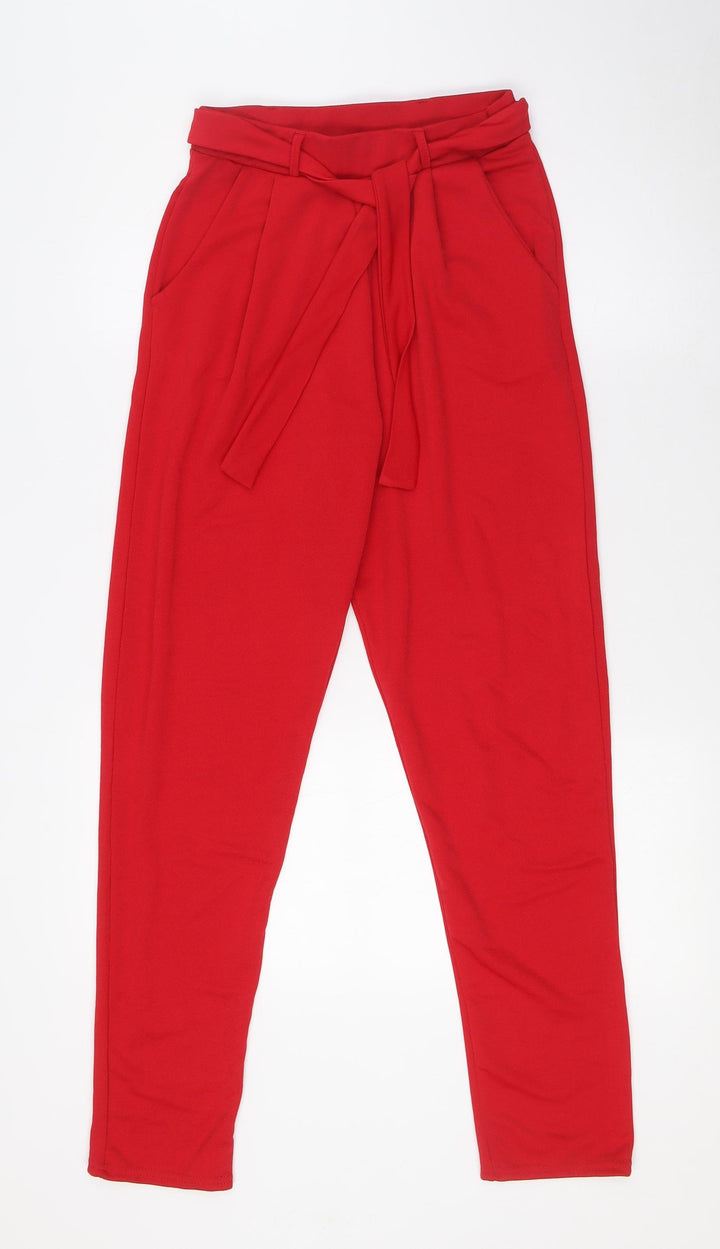 I SAW IT FIRST Womens Red Polyester Trousers Size 8 L30 in Regular