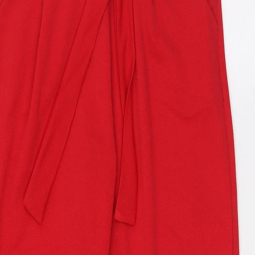I SAW IT FIRST Womens Red Polyester Trousers Size 8 L30 in Regular
