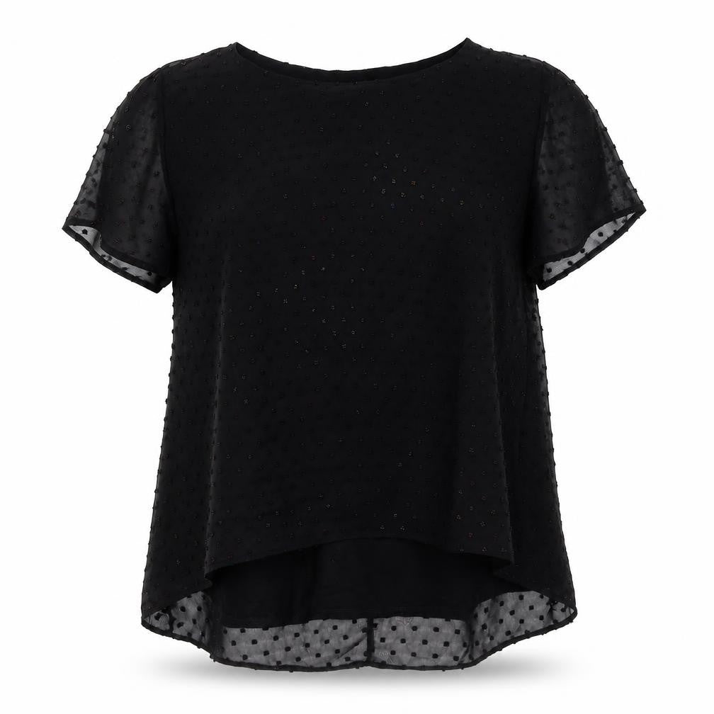 Roman Womens Black Polyester Basic T-Shirt Size 10 Boat Neck