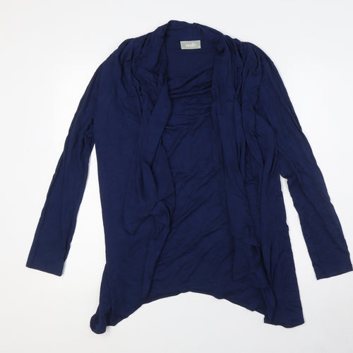 Wallis Womens Blue Viscose Basic Blouse Size M Round Neck - Mock Cardigan