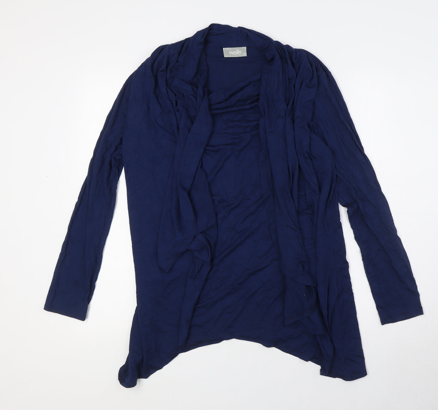 Wallis Womens Blue Viscose Basic Blouse Size M Round Neck - Mock Cardigan