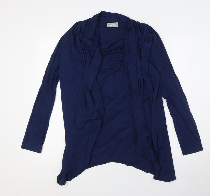 Wallis Womens Blue Viscose Basic Blouse Size M Round Neck - Mock Cardigan
