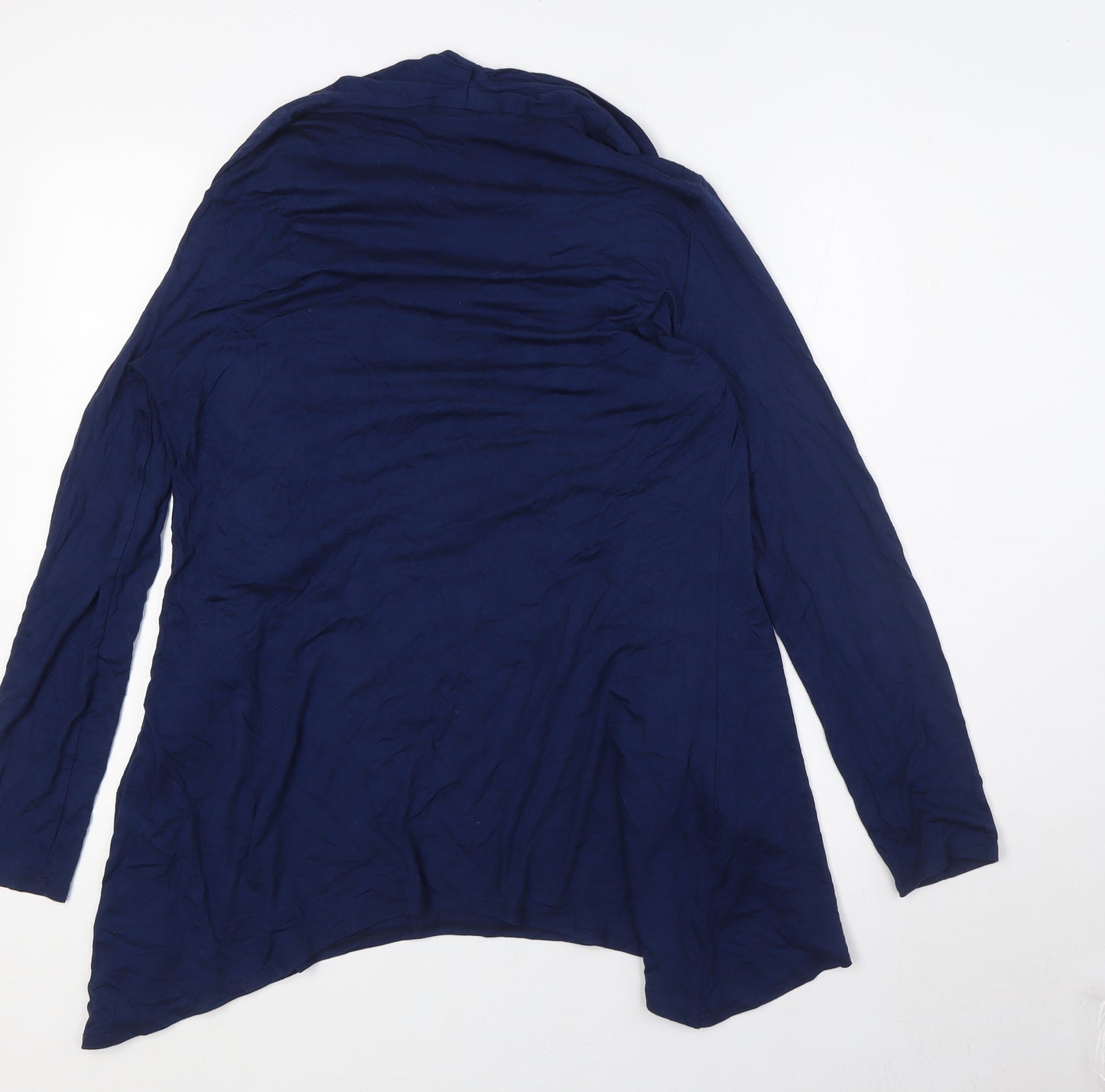 Wallis Womens Blue Viscose Basic Blouse Size M Round Neck - Mock Cardigan