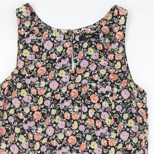 Oasis Womens Multicoloured Floral Polyester Camisole Blouse Size 8 Round Neck