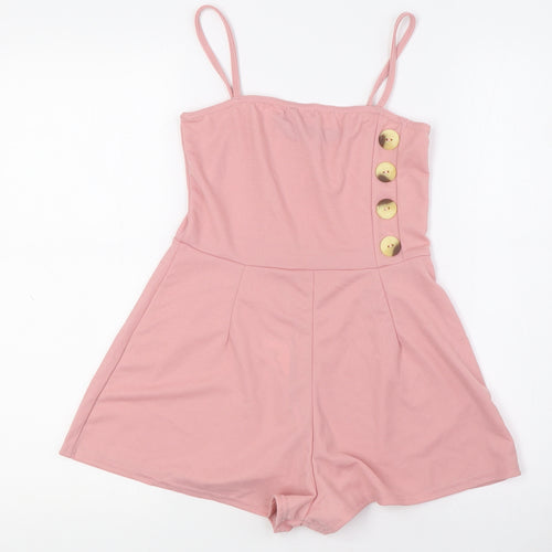 Boohoo Womens Pink Polyester Playsuit One-Piece Size 8