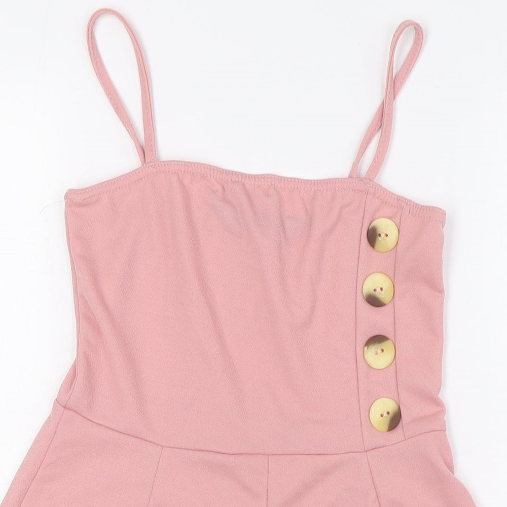 Boohoo Womens Pink Polyester Playsuit One-Piece Size 8