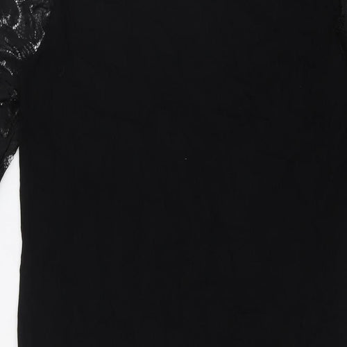Jeton Womens Black Viscose A-Line Size XL V-Neck - Lace Sleeves