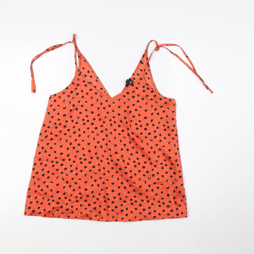River Island Womens Orange Polyester Camisole Blouse Size 8 V-Neck
