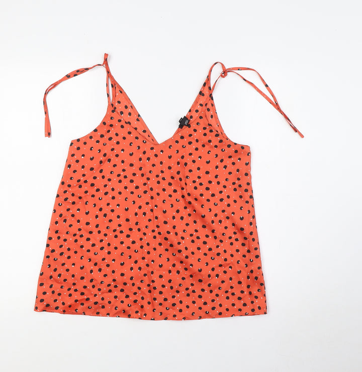 River Island Womens Orange Polyester Camisole Blouse Size 8 V-Neck